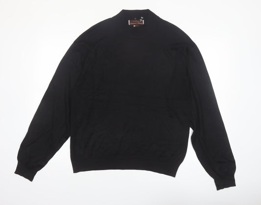 Johnston & Murphy Men's Black Silk Mock Neck Jumper L