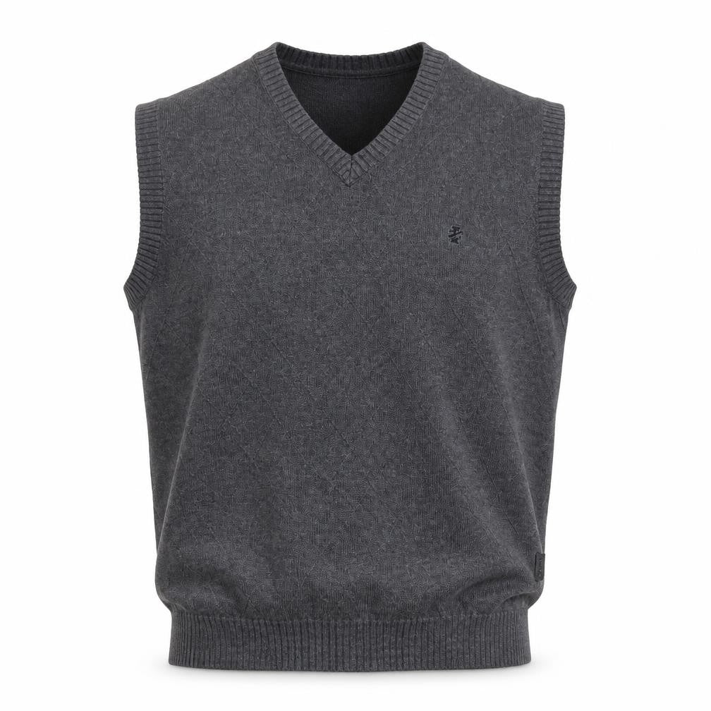 IZOD Men's Grey Cotton V-Neck Sleeveless Vest Jumper S Classic Fit