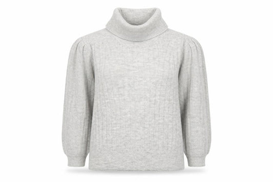 Mango Women’s Grey Roll Neck Wool Blend 3/4 Sleeve Jumper Size 12