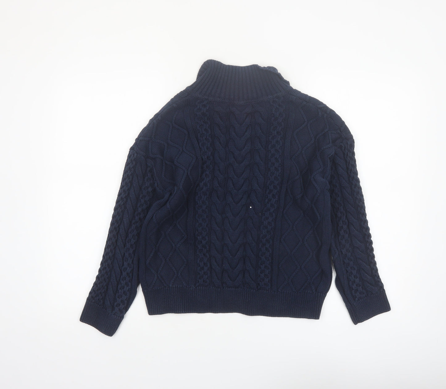 Crew Clothing Company Women’s Blue Cotton Collared Cable Knit Jumper Size 12