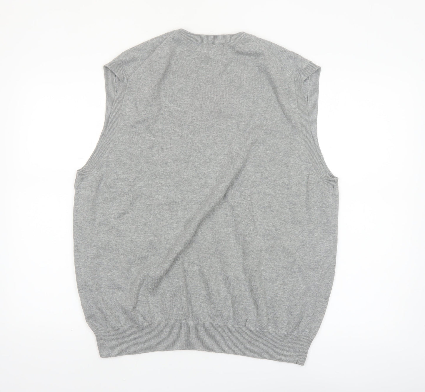 Club Room Men's Grey Cotton V-Neck Sleeveless Vest Jumper L