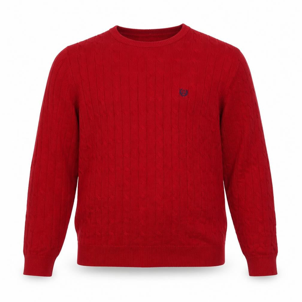 Chaps Men's Red Cotton Cable-Knit Jumper XL Crew Neck Pullover