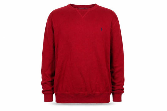 Ralph Lauren Mens Red Cotton Crew Neck Pullover Jumper XL