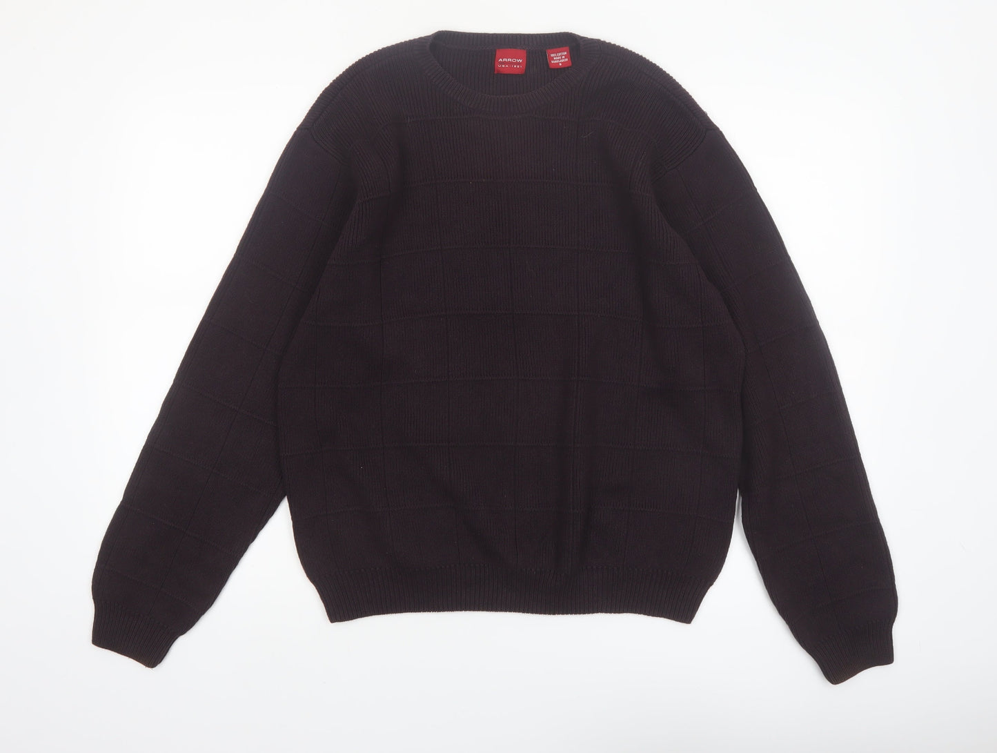 Arrow USA 1851 Men's Black Cotton Crew Neck Pullover Jumper Size S