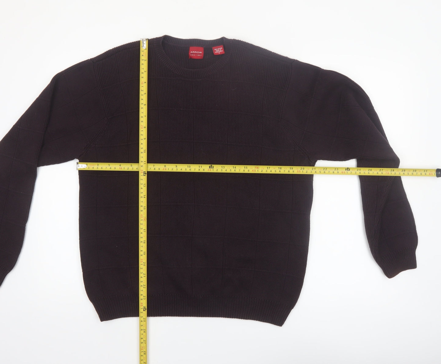Arrow USA 1851 Men's Black Cotton Crew Neck Pullover Jumper Size S