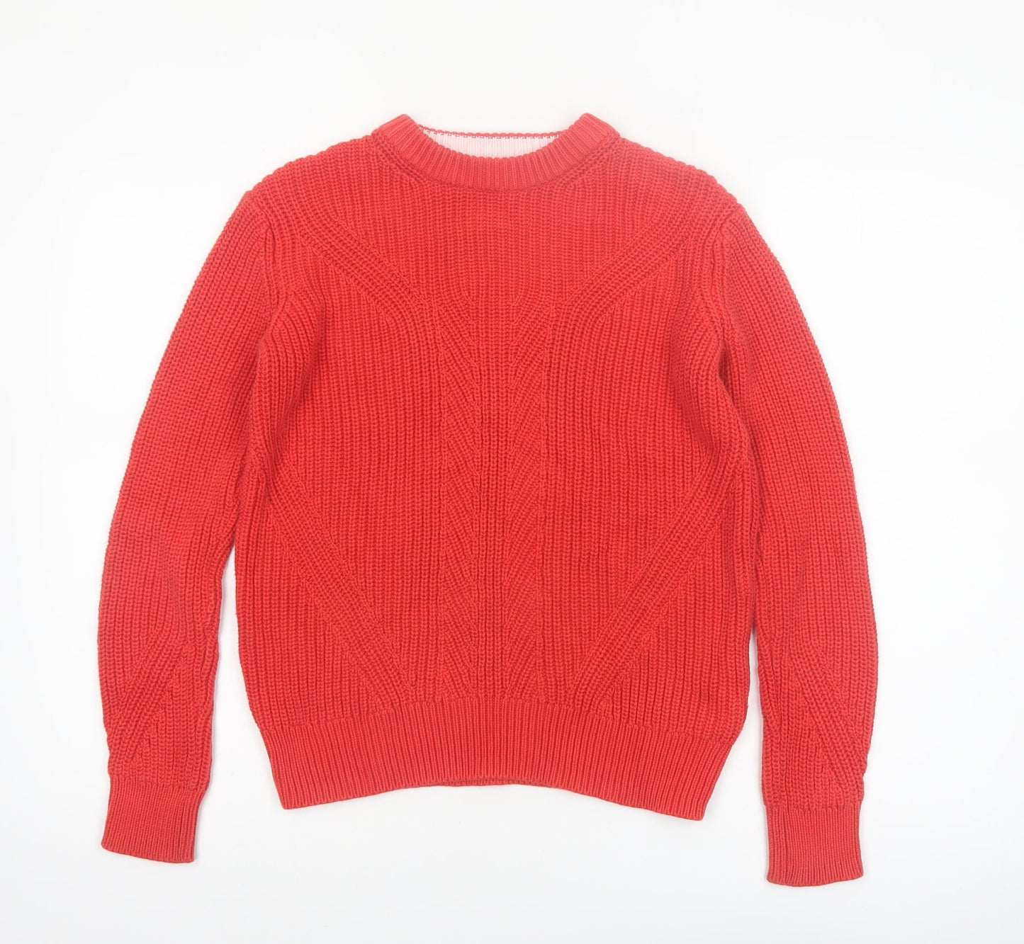 Marks and Spencer Women Bright Red Cotton Cable-Knit Jumper Size S