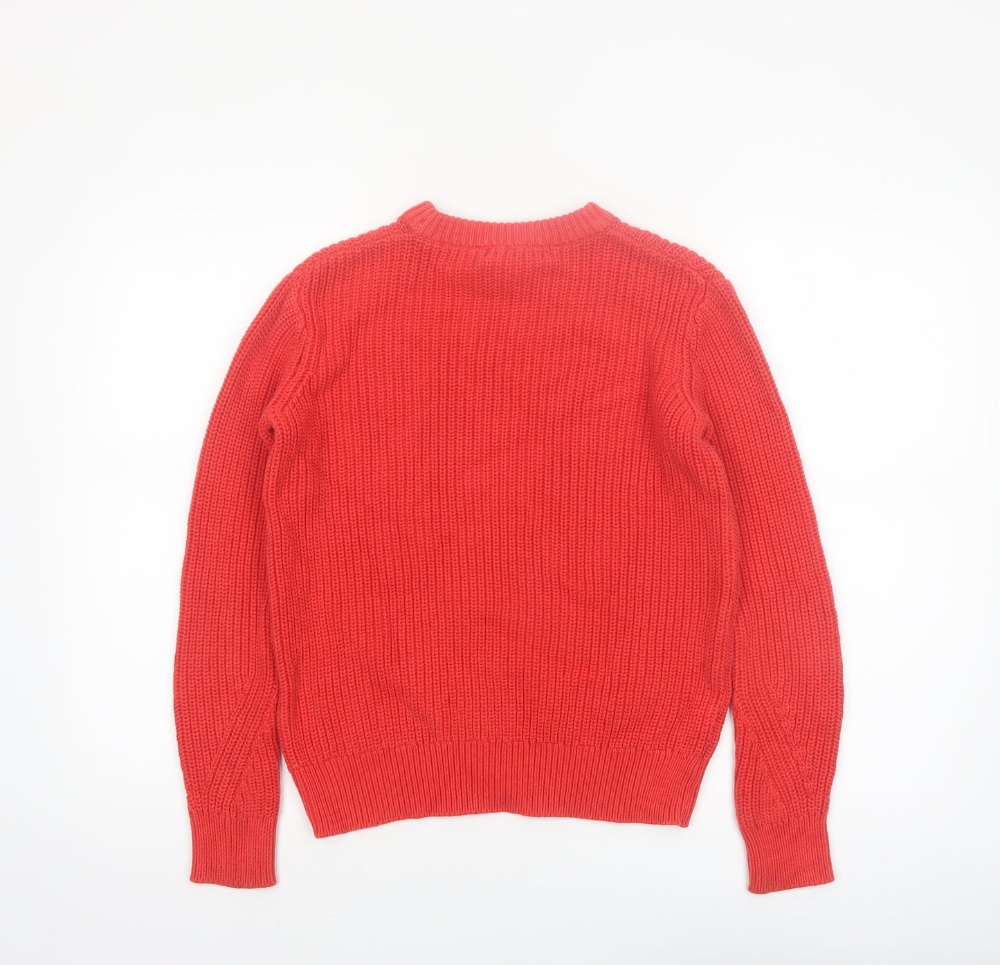 Marks and Spencer Women Bright Red Cotton Cable-Knit Jumper Size S