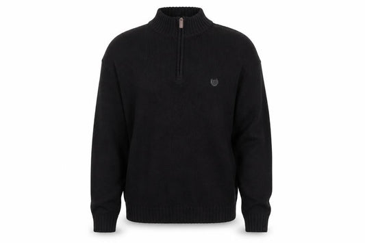Chaps Men’s Black XL 1/4 Zip Cotton Knit Jumper High Neck