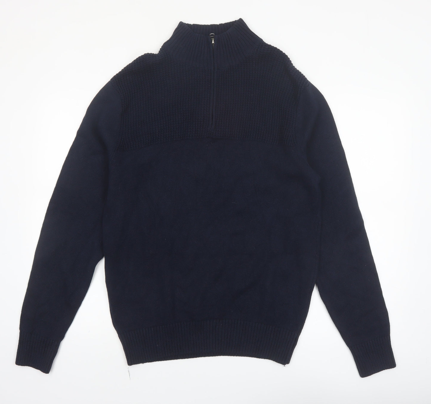 Dockers Men’s Blue Cotton 1/2 Zip High Neck Jumper Size S