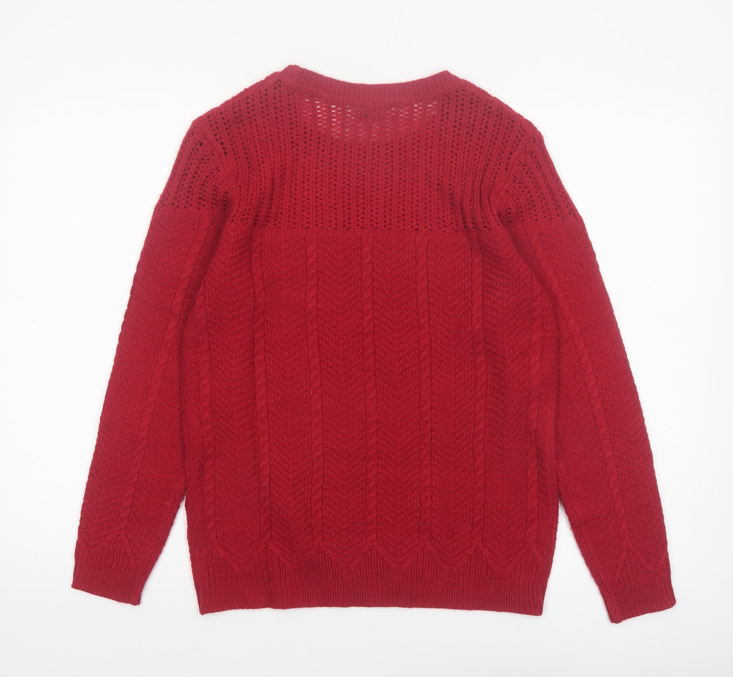 Damart Women's Red Cable-Knit Acrylic Pullover Jumper Size 10