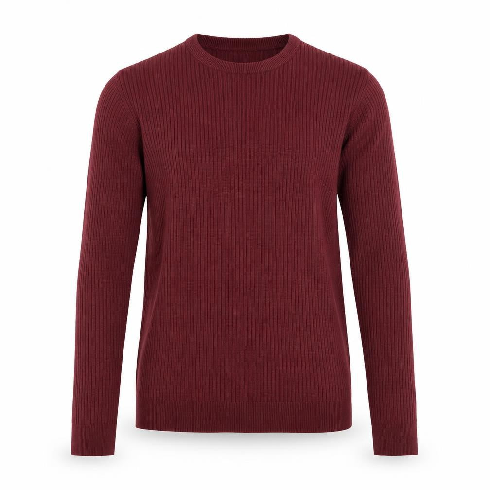 boohooMAN Men’s Red Ribbed Crew Neck Pullover Jumper XS Slim Fit