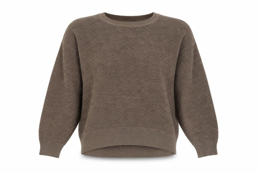 French Connection Women Brown Cotton Knit Jumper Size L Crew Neck