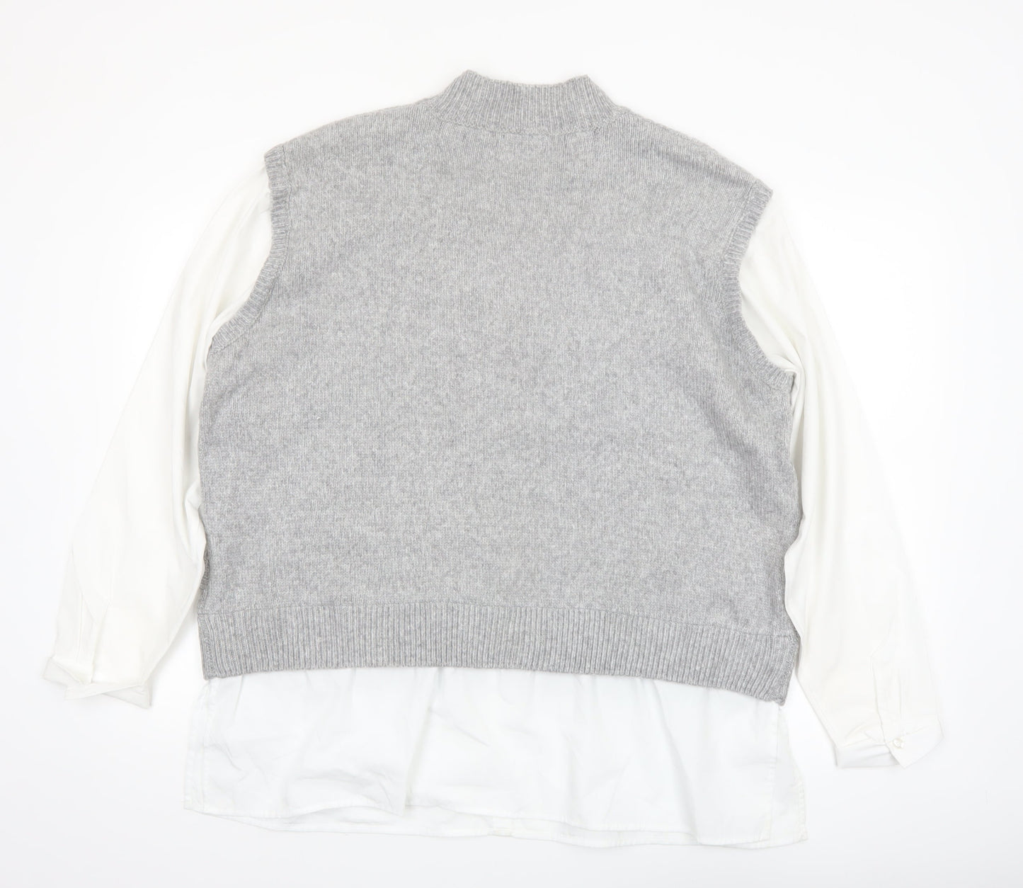 Papaya Women’s Grey Cable-Knit Sleeveless Mock Neck Jumper Vest Size 18