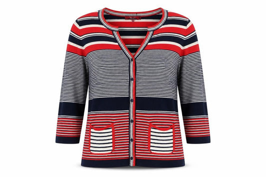 Monsoon Women's Multicoloured Striped Cotton V-Neck Cardigan Size 10