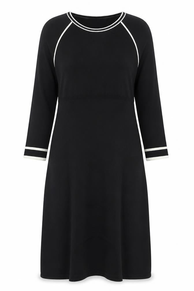 Norm Thompson Women Black M Knit Sheath Dress 3/4 Sleeve