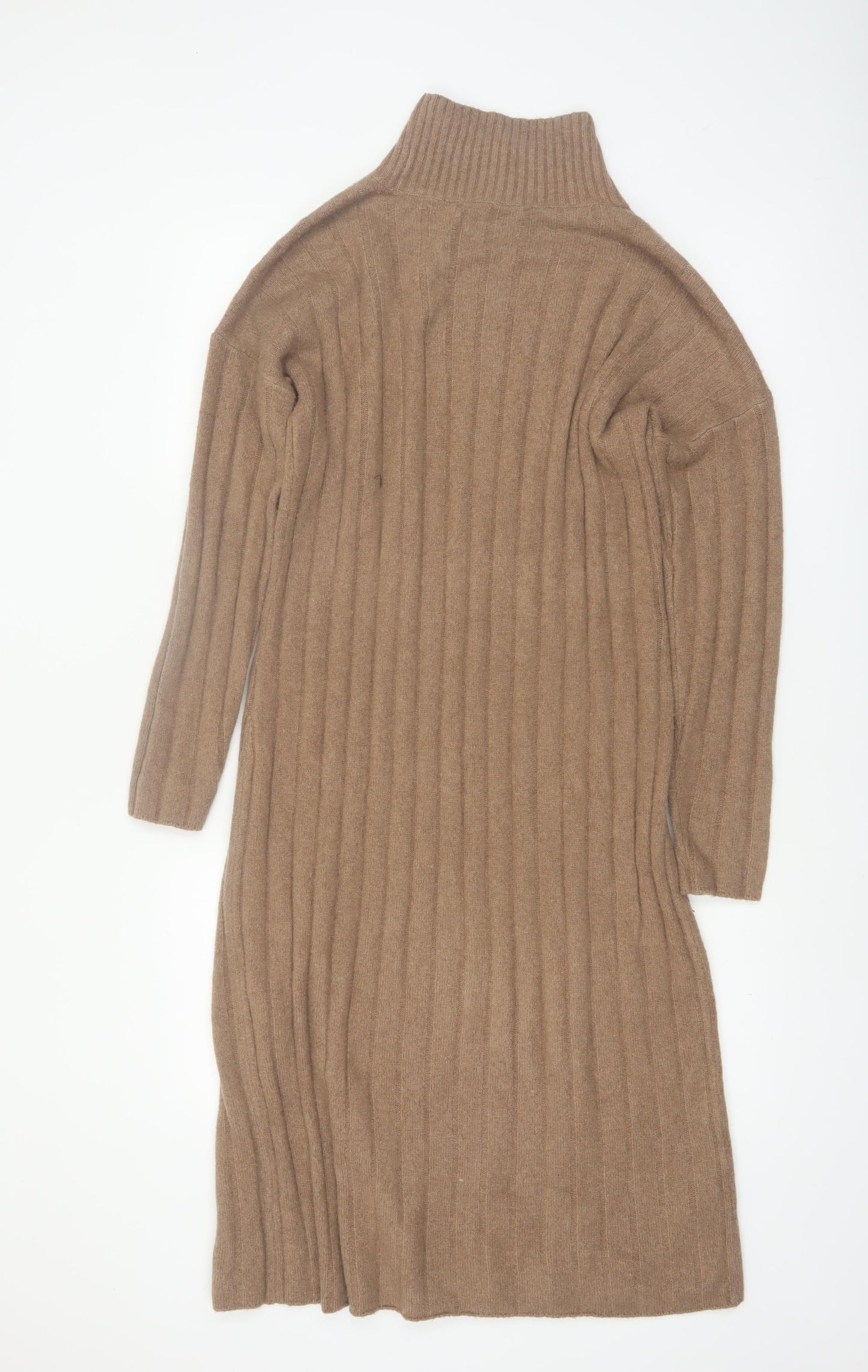 Abercrombie & Fitch Women Brown Roll Neck Knit Sweater Dress M