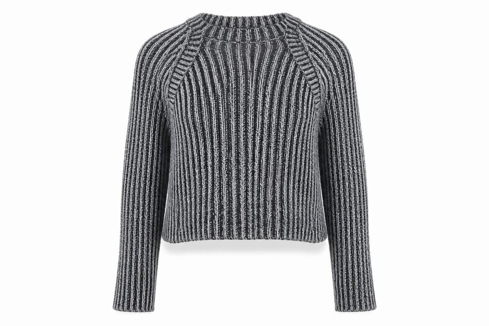 Zara Women Grey Striped Chunky-Knit Pullover Jumper Size 12