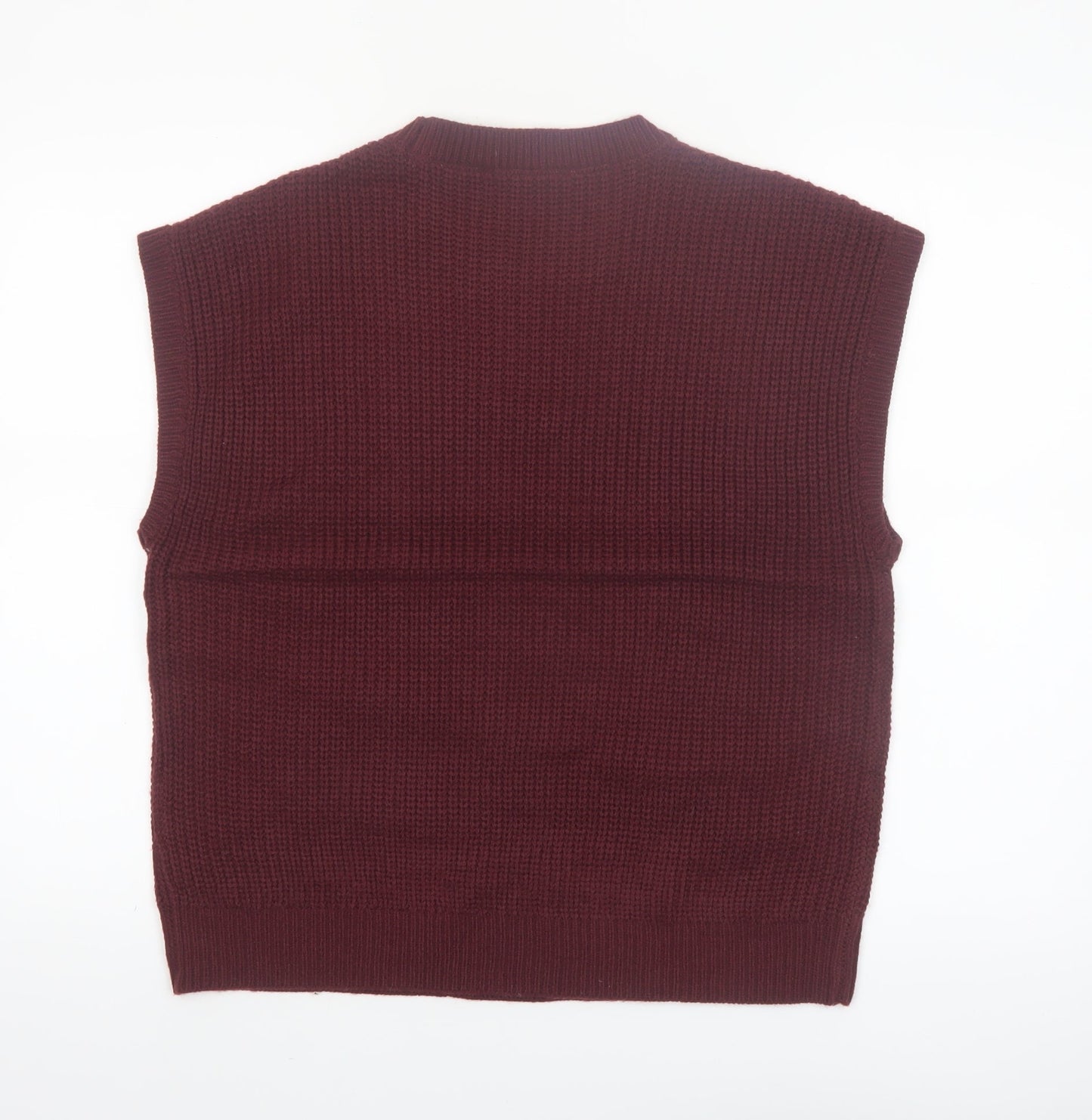 Amara Reya Womens Red Cable-Knit Sleeveless Vest Jumper Size 14