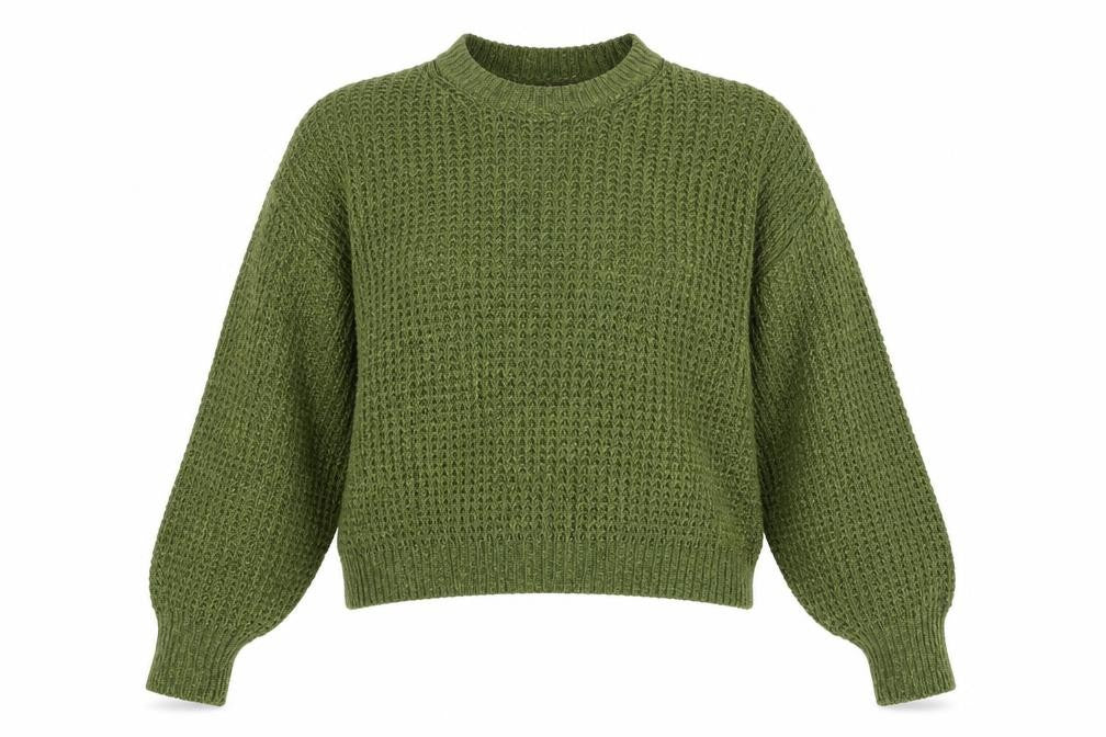 JJXX Womens Green Acrylic Waffle-Knit Pullover Jumper XL