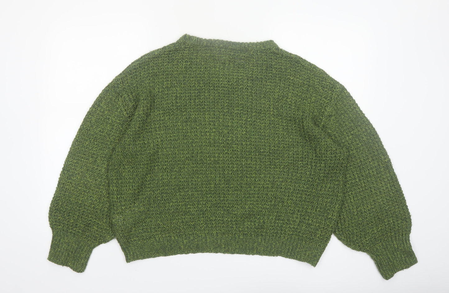JJXX Womens Green Acrylic Waffle-Knit Pullover Jumper XL