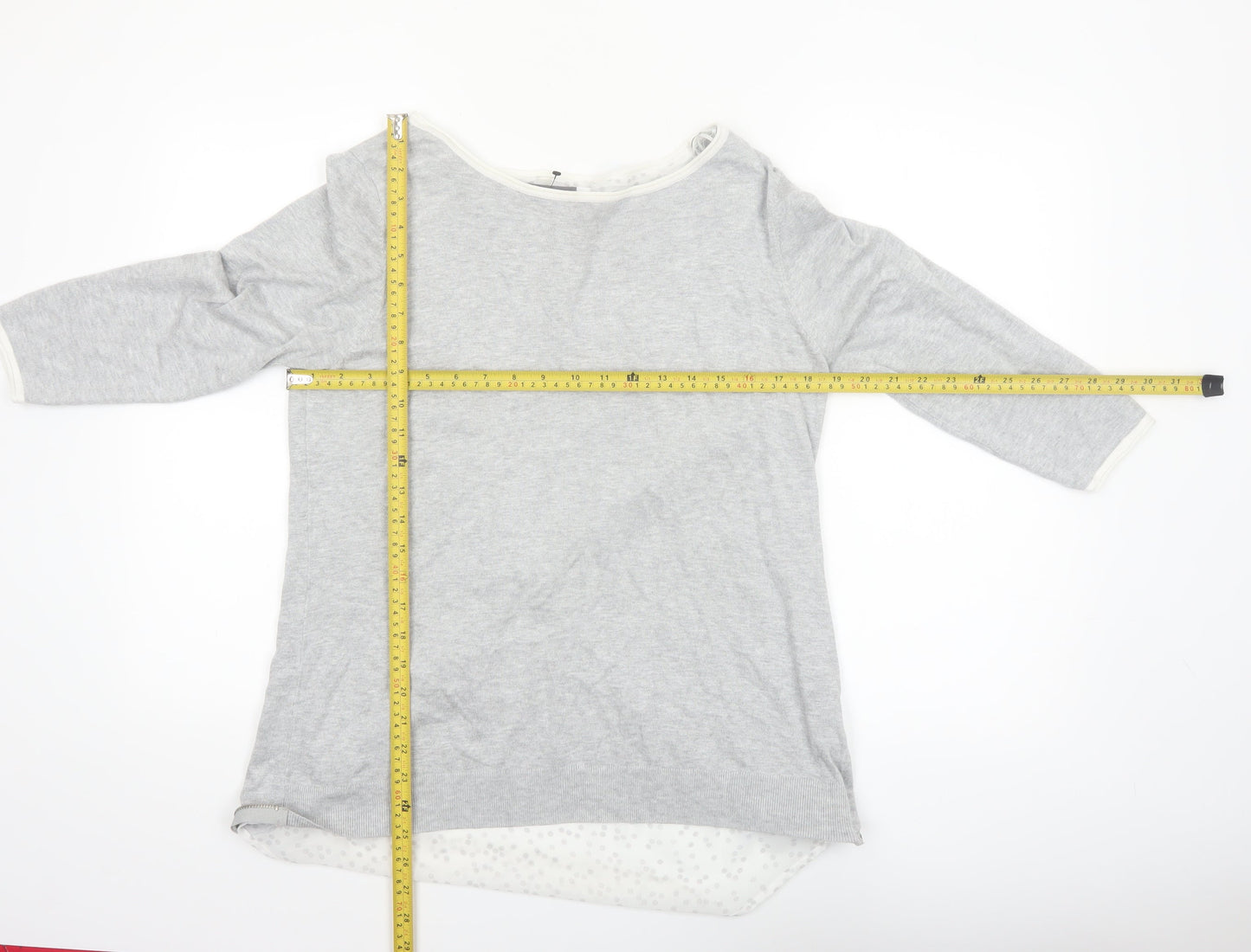 Mint Velvet Women’s Grey Size 14 Boat Neck 3/4 Sleeve Pullover Jumper