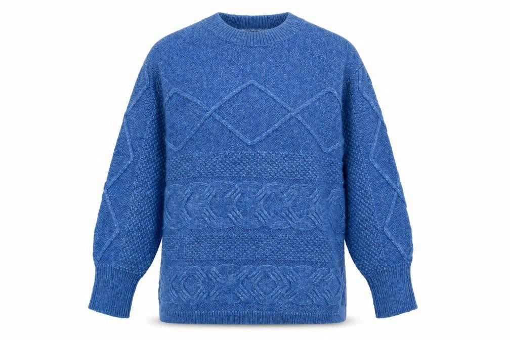 Marks & Spencer Per Una Women's Blue Cable-Knit Wool Blend Jumper Size S
