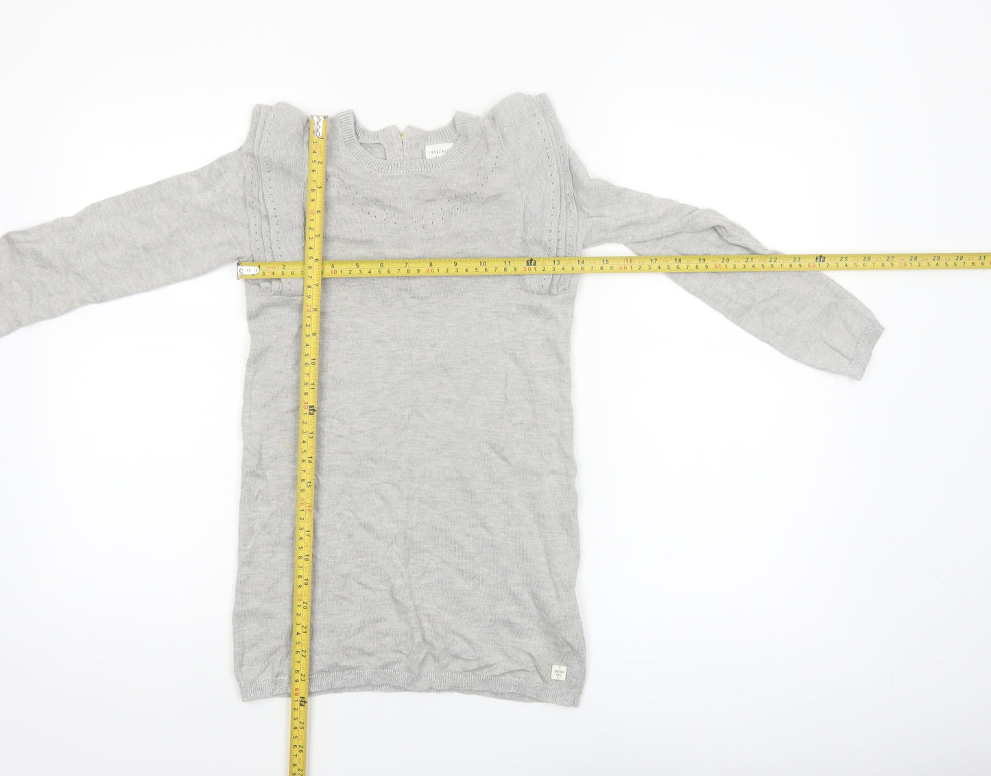 Carrément Beau Girls Grey Long Sleeve Knitted Jumper Dress Size 8 Years
