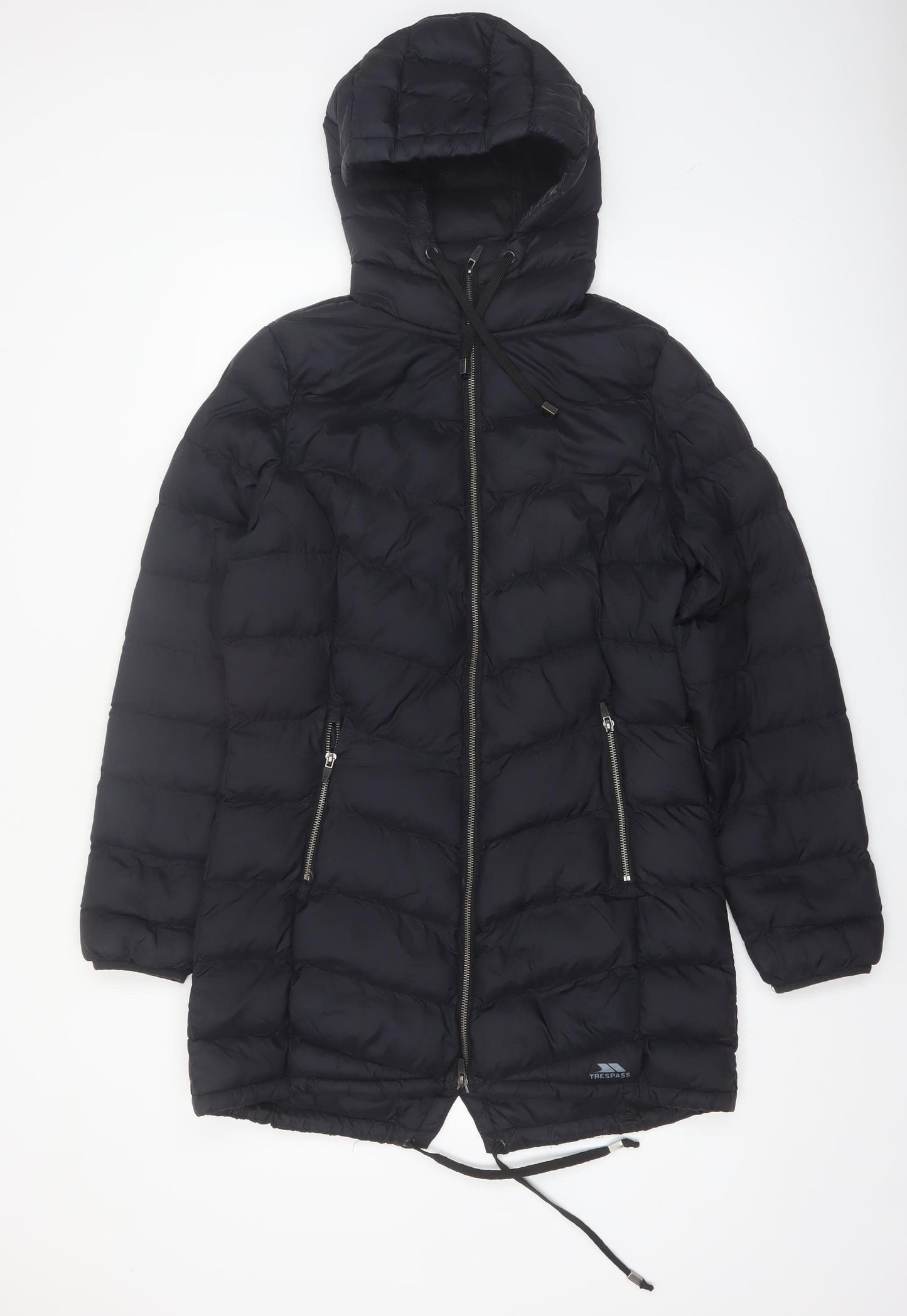Trespass Womens Black Long Hooded Puffer Coat Size S