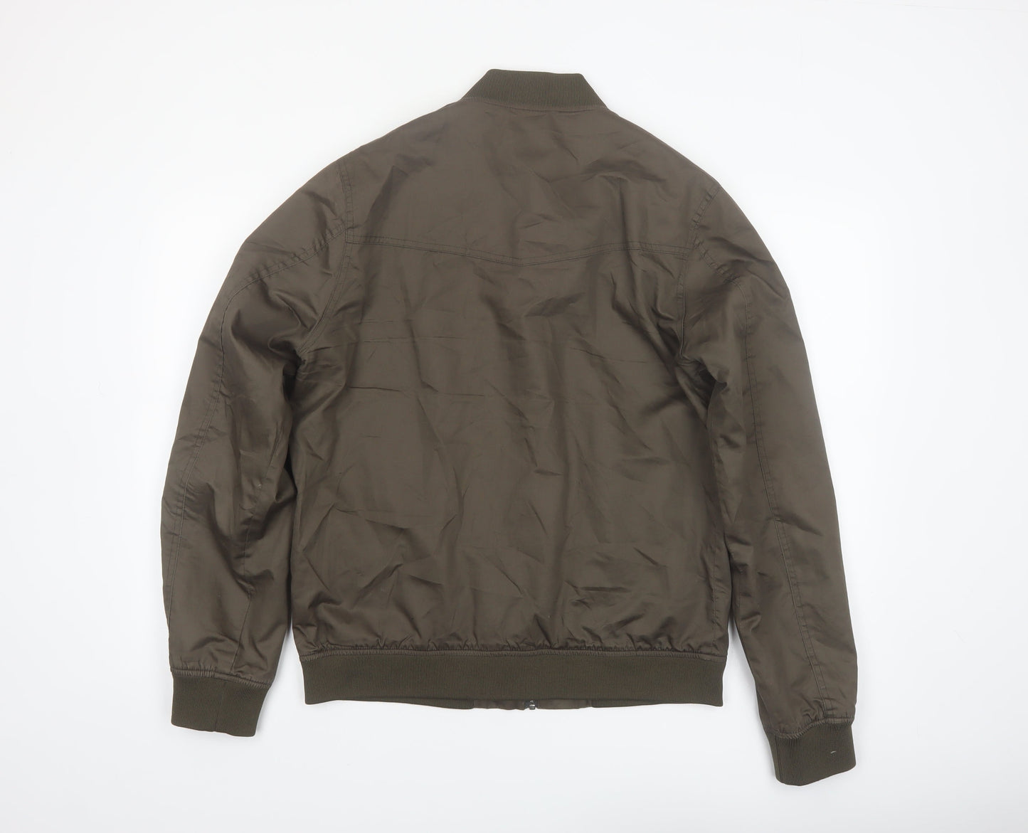 Elvine Men's Brown Bomber Jacket Size L Cotton Casual Zip Up