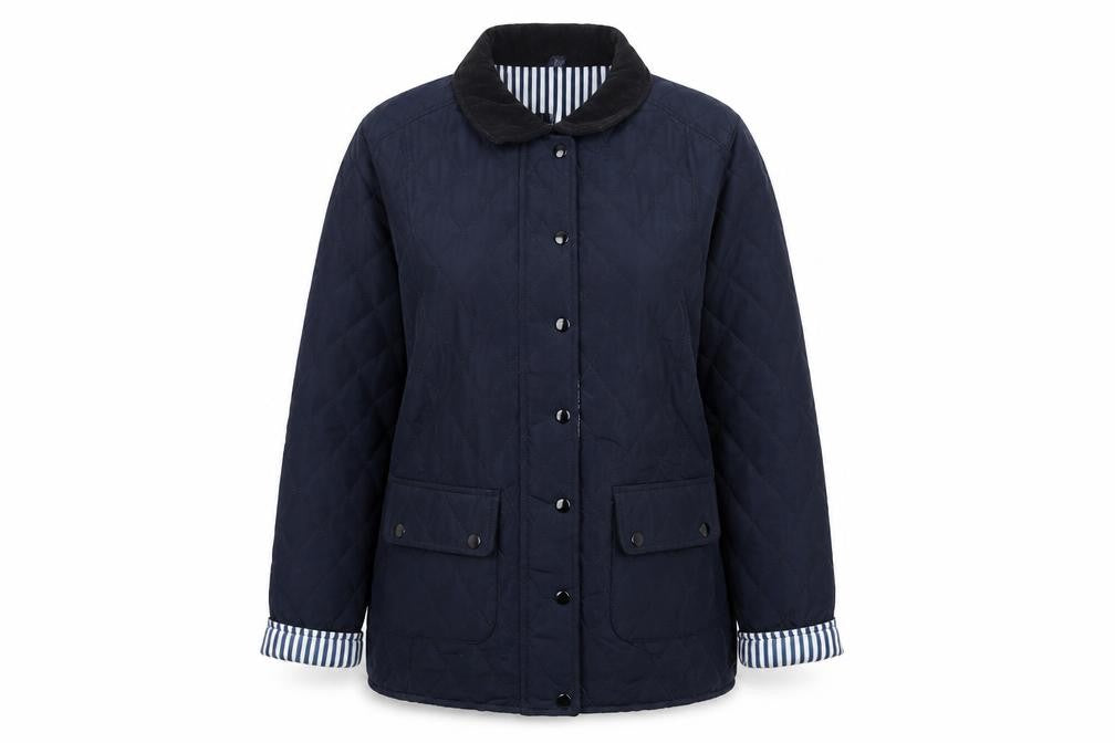 Urban Diva Women's Blue Quilted Mid-Length Jacket XL
