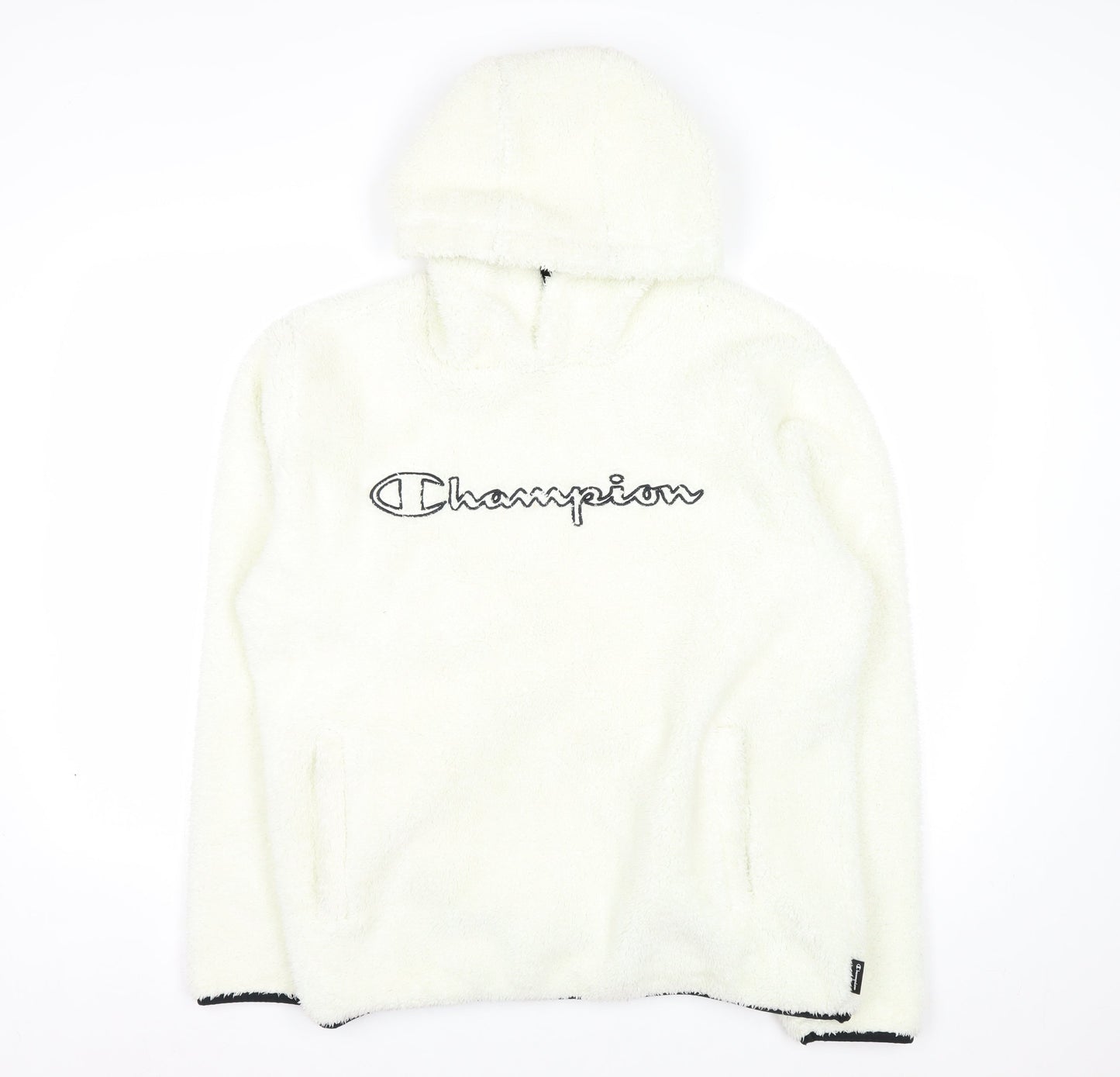 Champion Women’s Ivory Hooded Pullover Sweatshirt Size L Fleece Lined