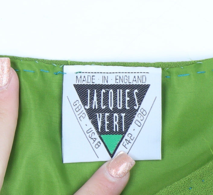 Jacques Vert Women’s Green Pleated Wool Blend Midi Skirt Size 12