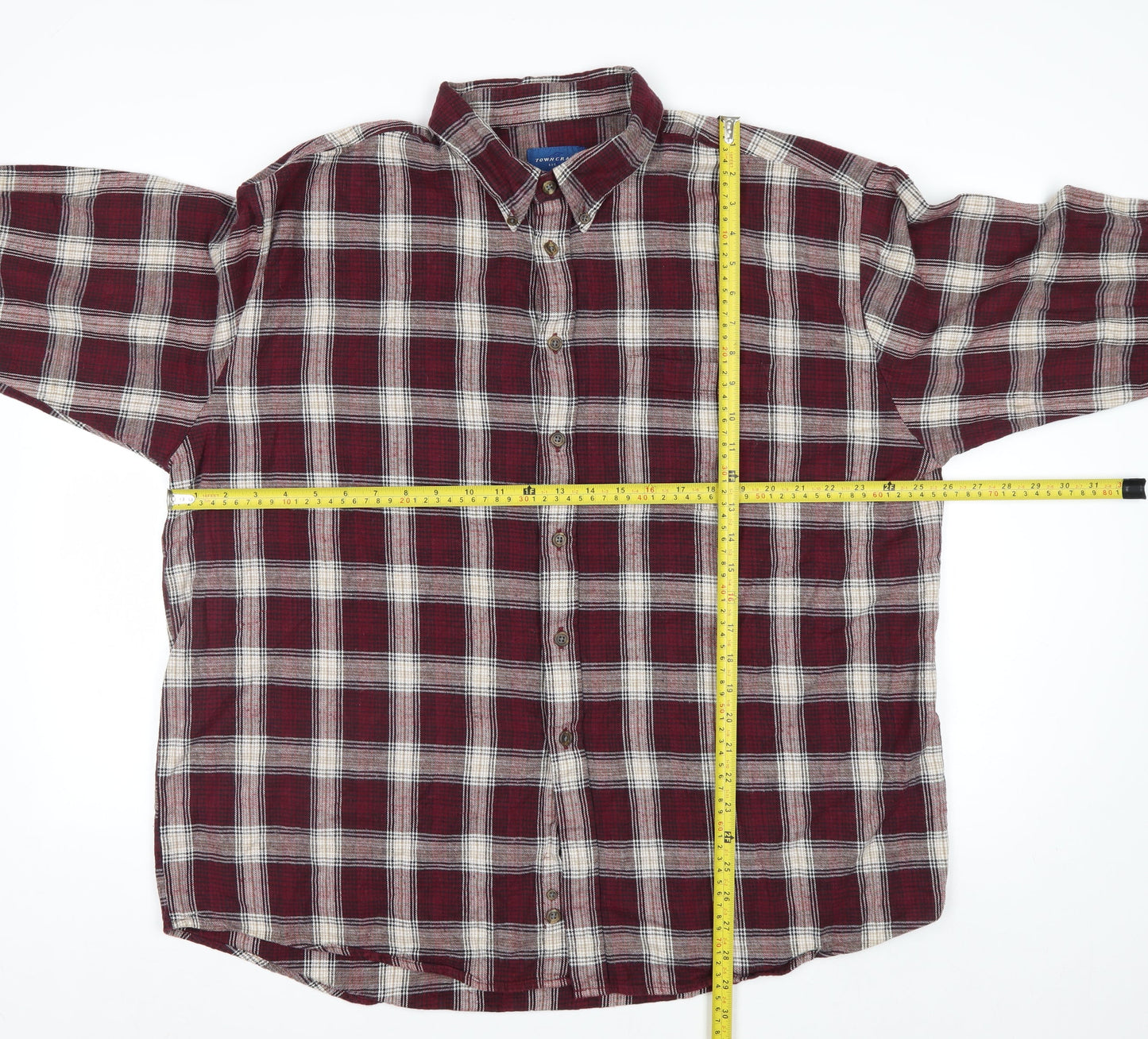 Towncraft Men's Red Plaid Flannel Button-Up Shirt XL