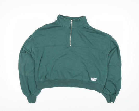 H&M Divided Women’s Green 1/2 Zip Pullover Sweatshirt XL Cotton Blend