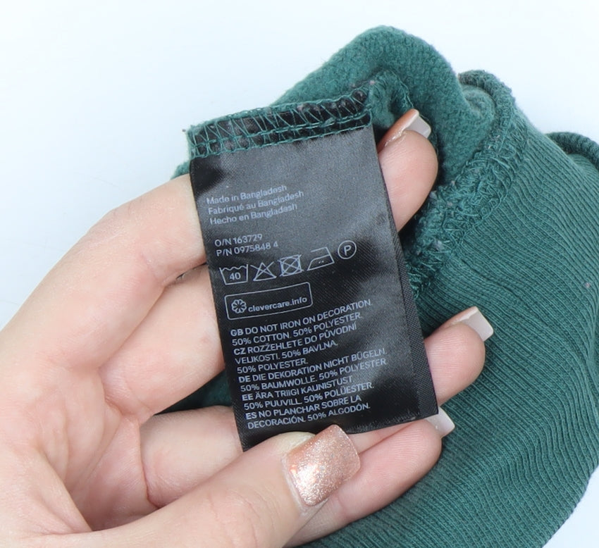 H&M Divided Women’s Green 1/2 Zip Pullover Sweatshirt XL Cotton Blend