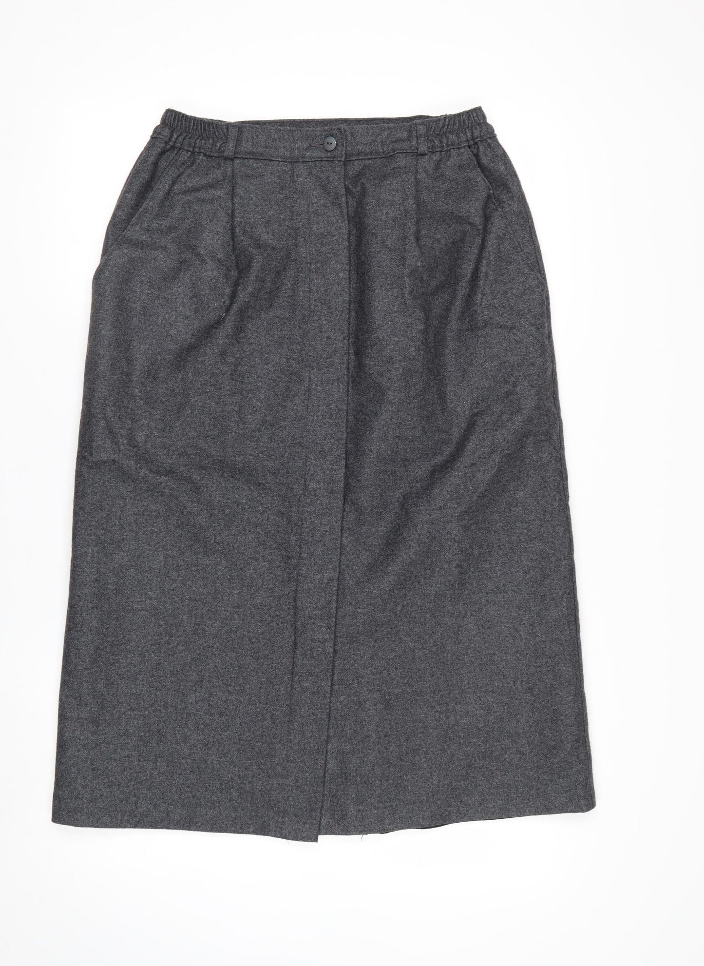 Slimma Women Grey Wool Blend Midi Pencil Skirt Size 14