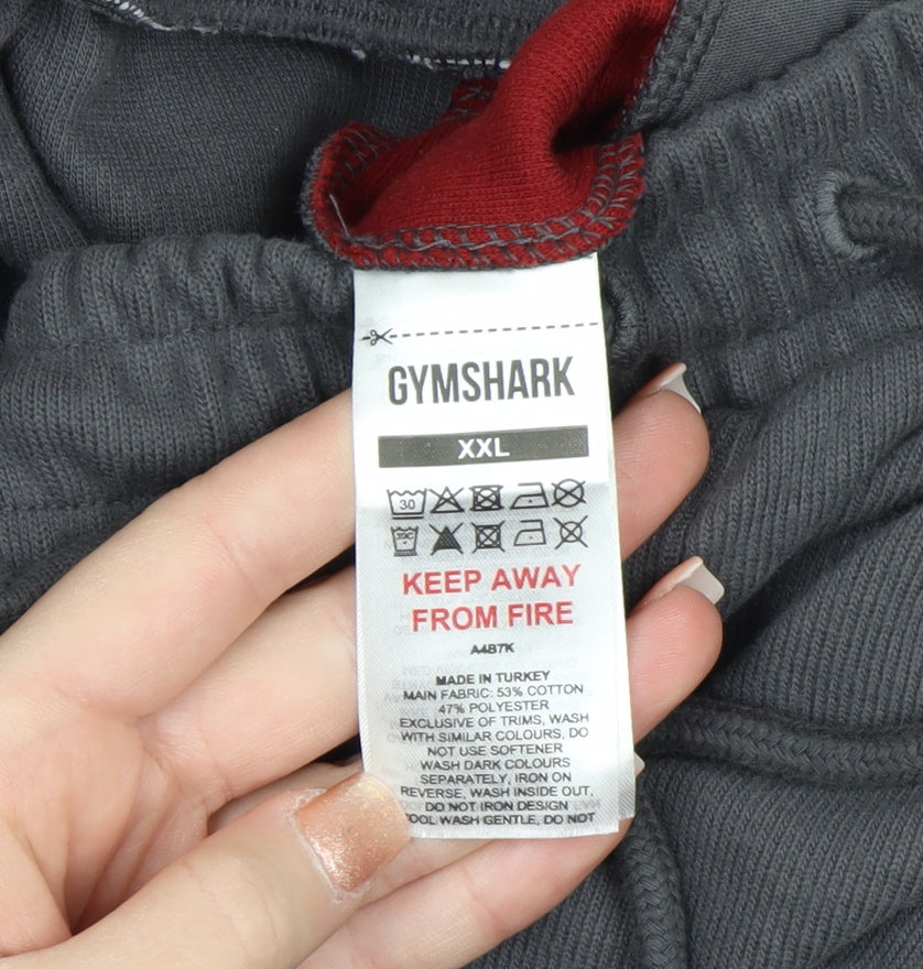 Gymshark Men’s Grey 2XL Sweatpants with Red Stripe Panels