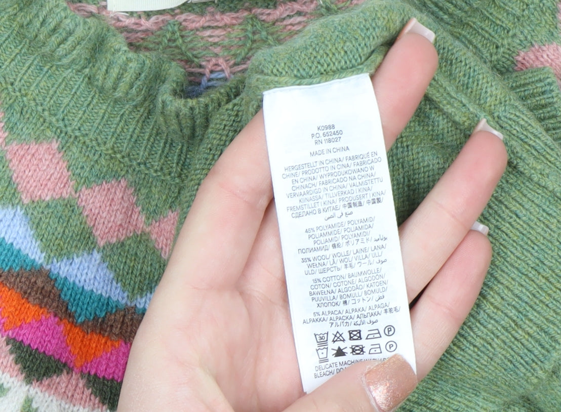 Boden Women’s Green Fair Isle Wool Blend Cardigan M
