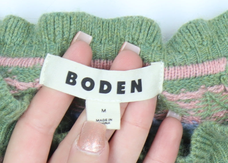 Boden Women’s Green Fair Isle Wool Blend Cardigan M