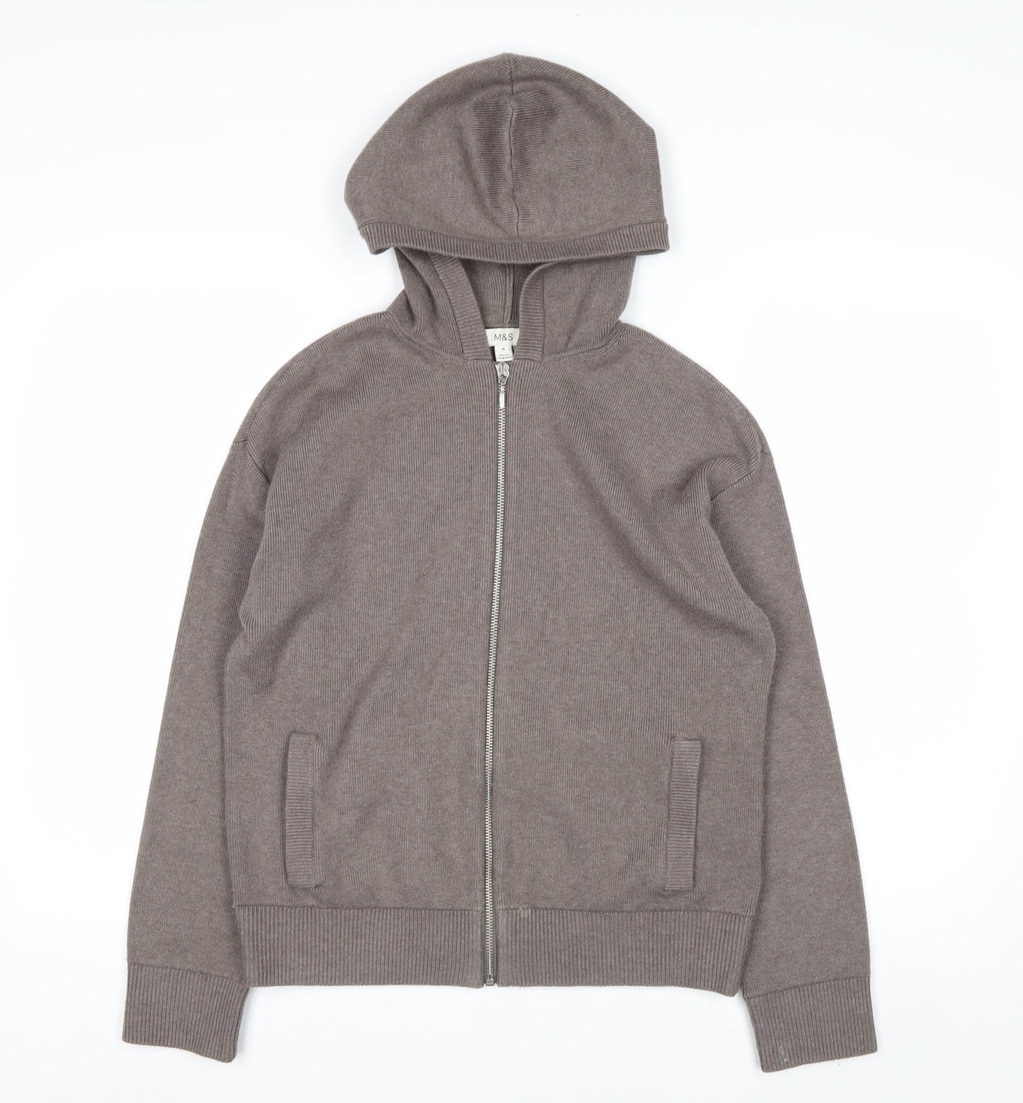 Marks and Spencer Women’s Brown Full Zip Hooded Cardigan M