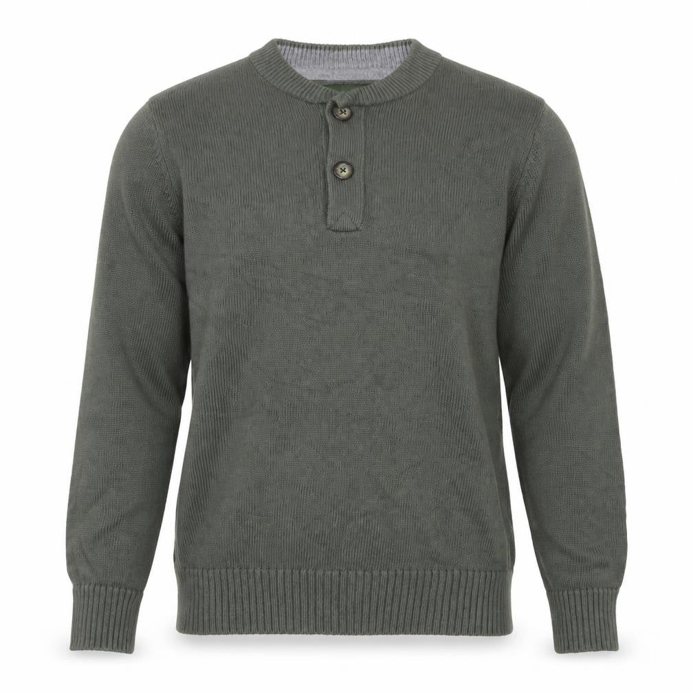 Eddie Bauer Men's Green Cotton Henley Jumper Size M
