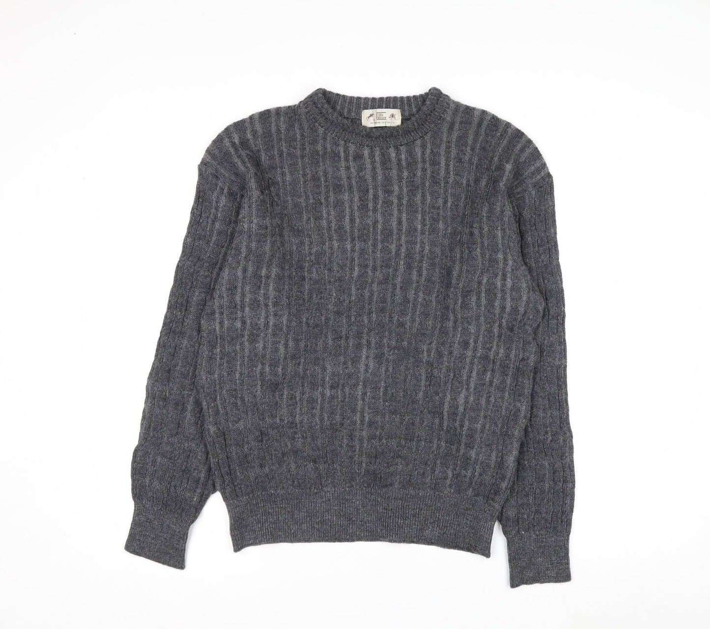 Felix Bühler Men's Grey Wool Cable-Knit Pullover Jumper L