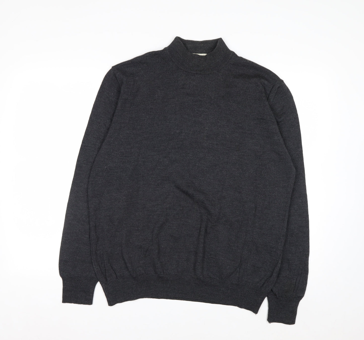 Technique Pour Homme Men's Grey Wool Mock Neck Jumper L