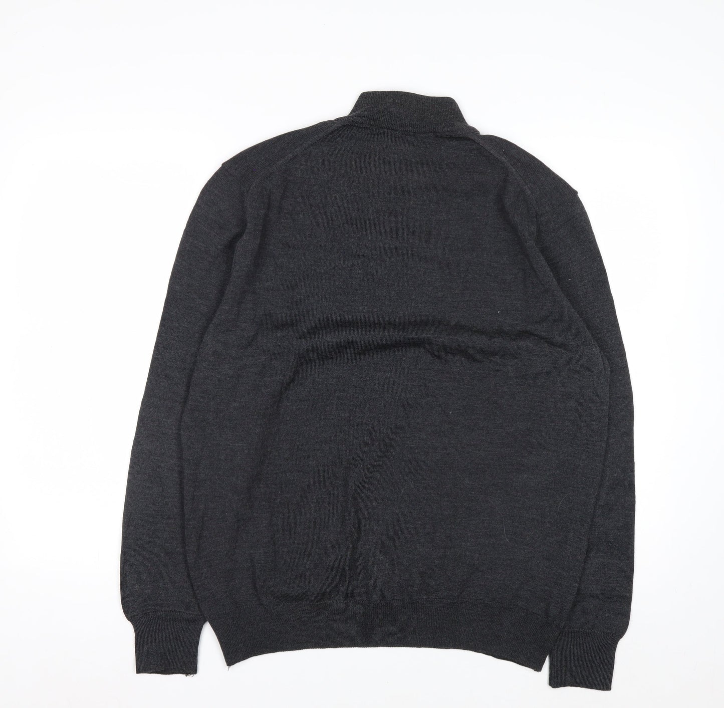 Technique Pour Homme Men's Grey Wool Mock Neck Jumper L