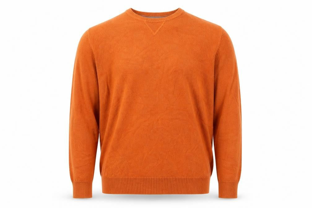 Black Brown 1826 Men's Orange XL Cotton Crew Neck Pullover Jumper