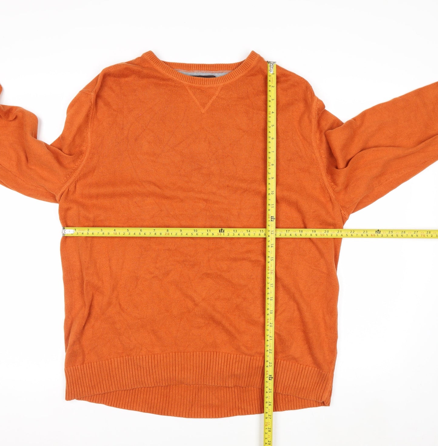 Black Brown 1826 Men's Orange XL Cotton Crew Neck Pullover Jumper