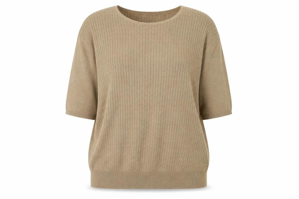 Career Essentials Women Beige Short Sleeve Pullover Jumper Size L