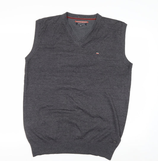 Berto Lucci Men's Grey Cotton Knit Sleeveless V-Neck Vest XL