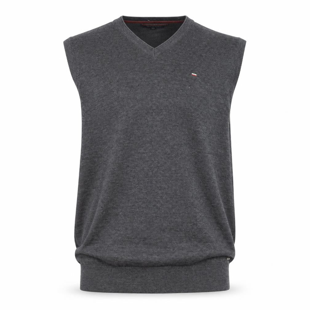 Berto Lucci Men's Grey Cotton Knit Sleeveless V-Neck Vest XL