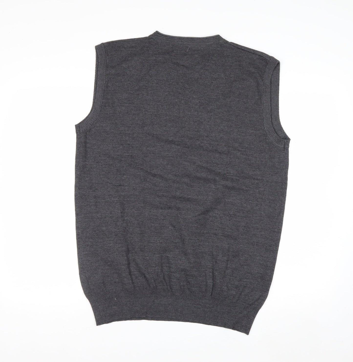Berto Lucci Men's Grey Cotton Knit Sleeveless V-Neck Vest XL